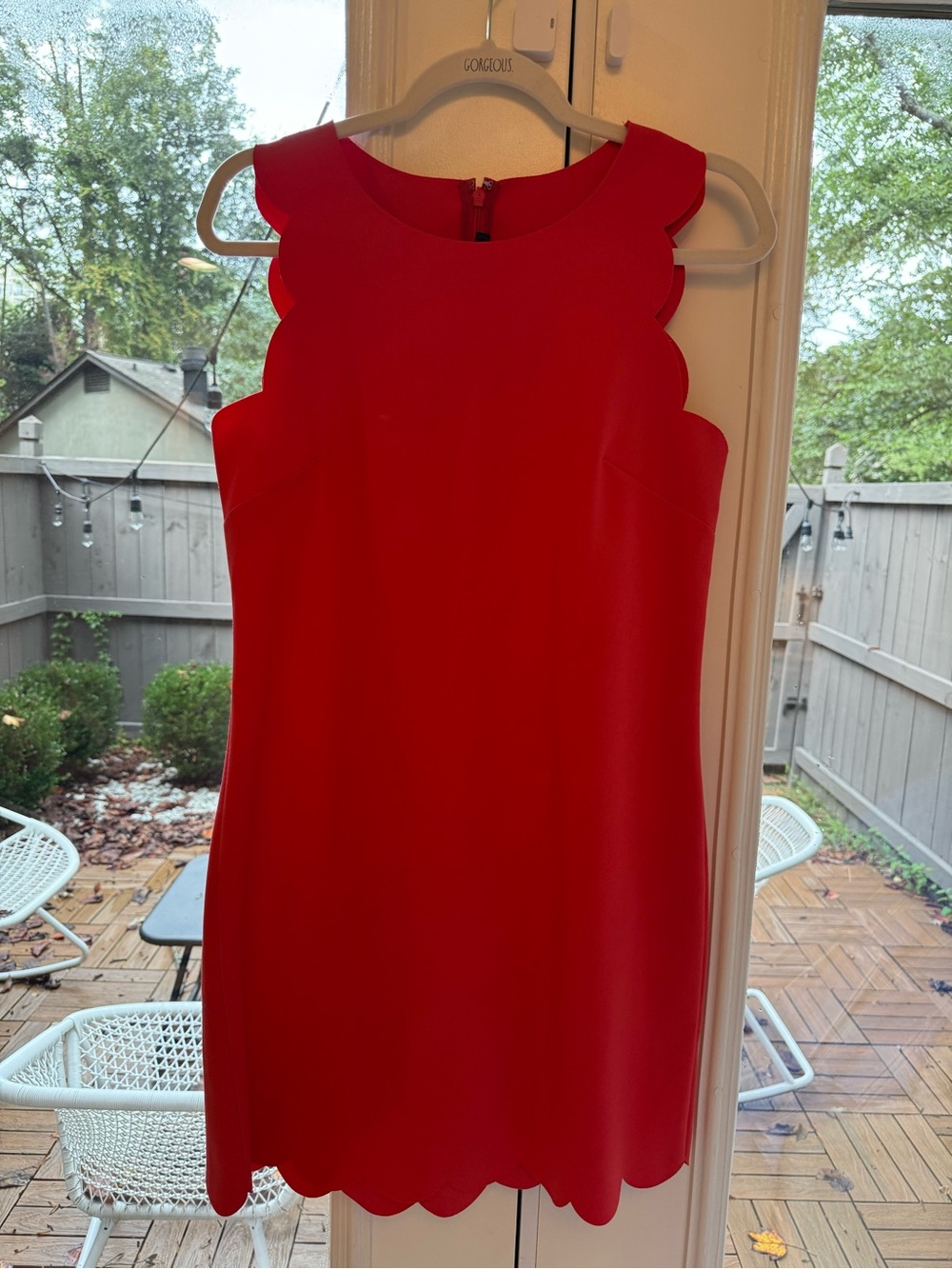 J. Crew Orangey Red Scalloped Mini Dress